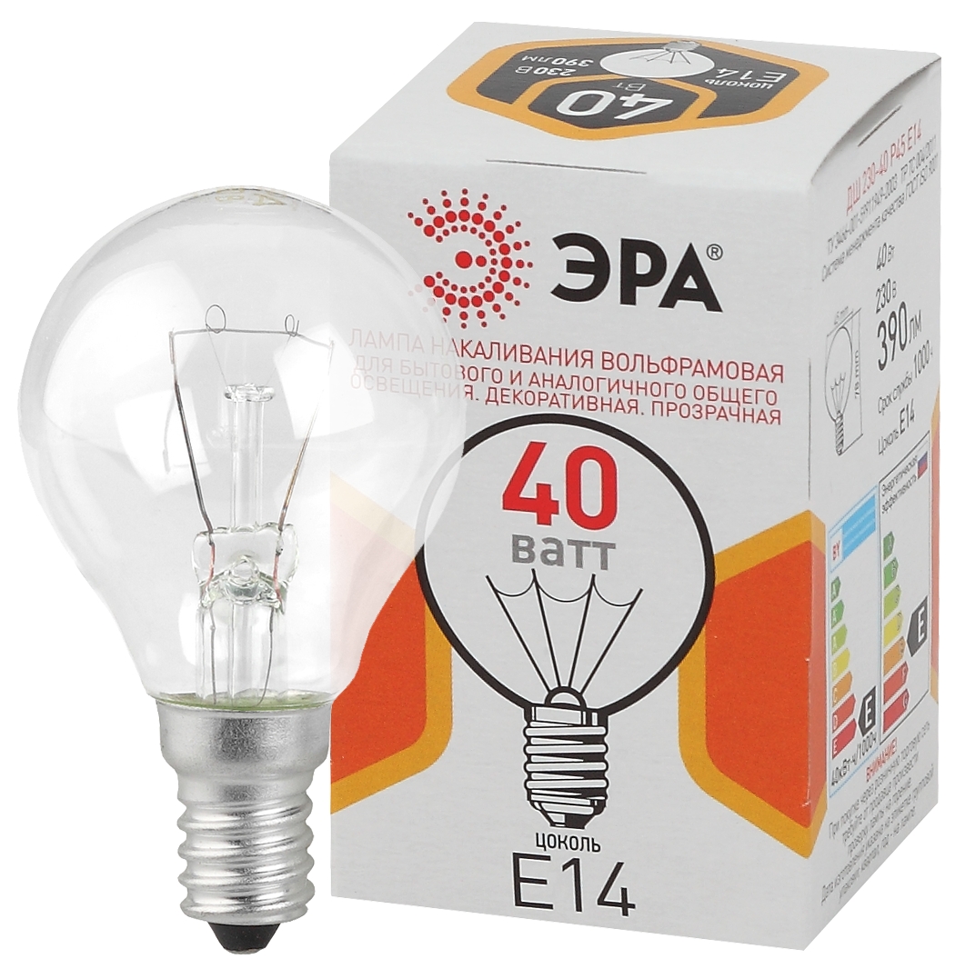 Лампа накаливания Эра E14 40W ДШ 40-230-E14-CL Б0039136